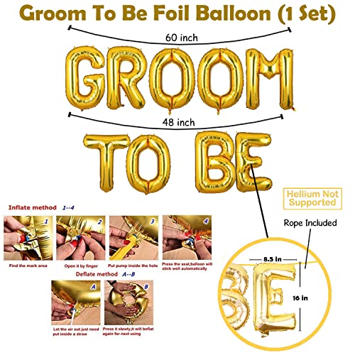 Image of Party Propz Groom to Be Decoration Set Combo - 16Pcs Set Groom to Be Balloon, Champagne & Cheers Foil, Metallic Balloons and Yellow Sash for Bachelorette Party Decorations