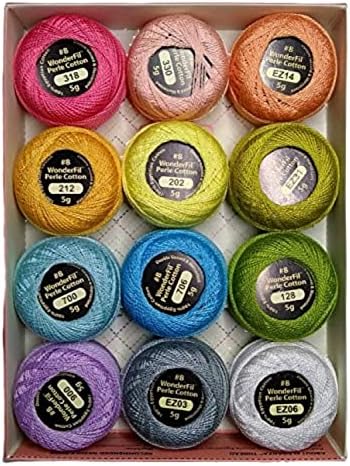 Wonderfil Eleganza #8 Perle Cotton Embroidery Thread Sampler Collection, Pastels"