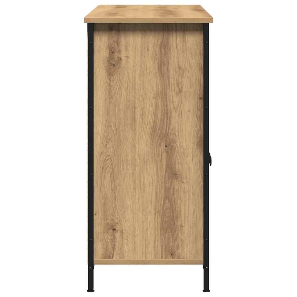 Générique Nowoczesna prostokątna szafka do przechowywania z drewna inżynieryjnego z metalowymi wykończeniami, bufet dębowy 100x35x75 cm do salonu, jadalni lub przedpokoju