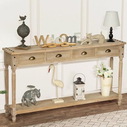 Wnutrees Farmhouse Console Table with 4 Drawers,...