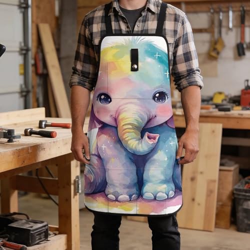 Delantal para taller con diseño Watercolor Elephant miniatura 5