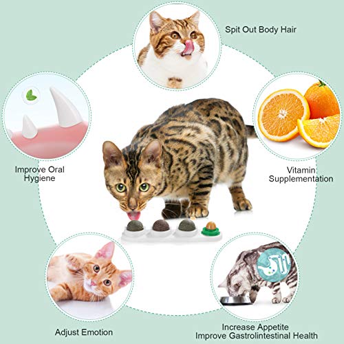 TEHAUX Bola de parede de erva de gato, bolas comestíveis para lamber a erva do gato, petiscos natura