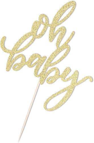 Miniatura 4 de Decoración de pastel Golden Oh Baby, decoración de pastel de fiesta de bebé, bautismo de bebé o decoración de pastel de fiesta de revelación de