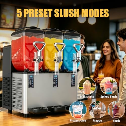 Image of Commercial Slushie Machine, 8L x 3 Triple Tank Margarita Machine