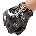 KOGOGO Steampunk Leather Gloves Mens Gothic Fingerless Mittens