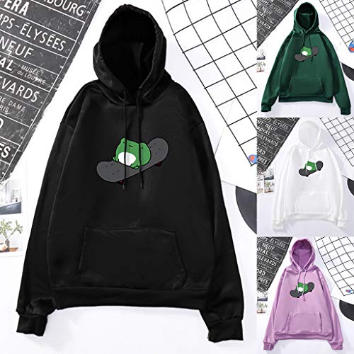Sudadera con capucha de rana para mujer con manga larga cómoda estilo oversize 4