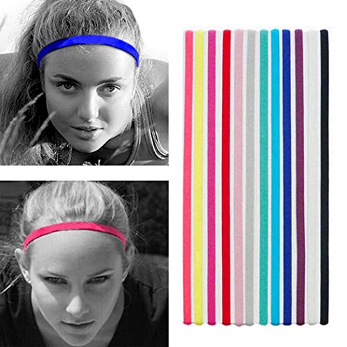 Victray Sport Headband Elastic Non Slip Head Wrap Stretchy Running Hairband Fashion Headbands for Women and Girls (Pack of 12)