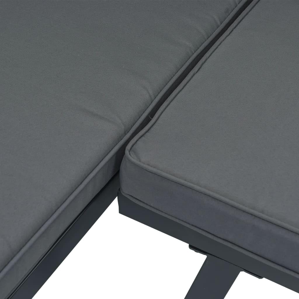 vidaXL Ławka ogrodowa z poduszkami, czarna, aluminium