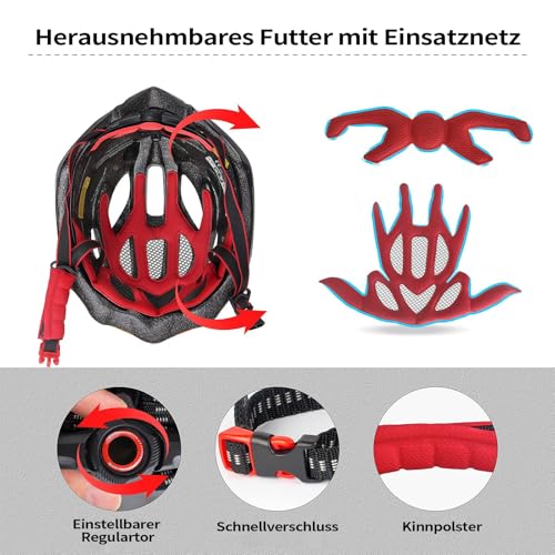 Shinmax Fahrradhelm Herren Damen mit Visier Abnehmbarer Fahrradhelm mit Licht MTB Fahrradhelm Erwachsenen Unisex Mountainbike Helm Radhelm… – Ansicht 6