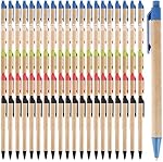 100 Pcs Eco Friendly Pens Recycled Writing Ballpoint Pens Medium Point (1mm) Retractable Rollerball Pens Black Ink Click Pens for Notebook Office School Supplies