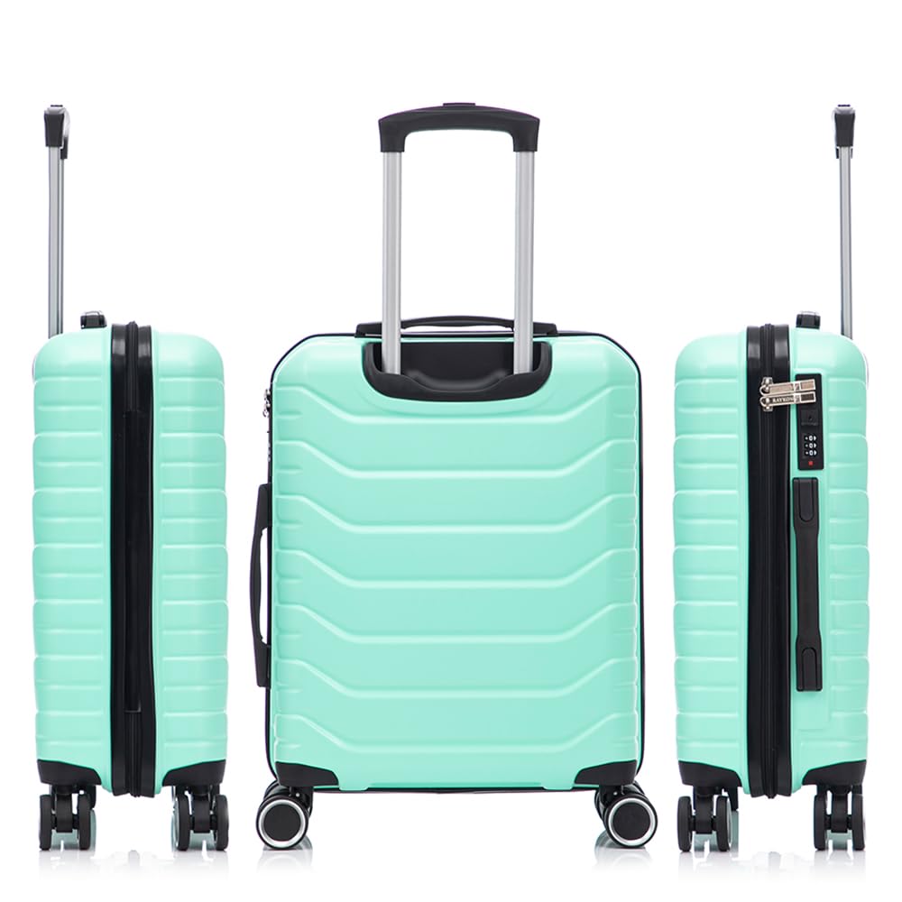 RAYKONG Maleta de Cabina 55x40x20cm Policarbonato (40L) semirígida Trolley pequeño Equipaje de Mano 4 Ruedas giratorios a 360º Cierre numérico (Menta)