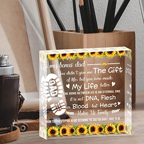 Zaochin Bonus Dad Plaque From Daughter Son Other Father Acrylic Block Inspirational Quotes Sign Keepsake Holiday Birthday Gifts For Adults Stepdad Table Desk Centerpiece Decors #TOP4
