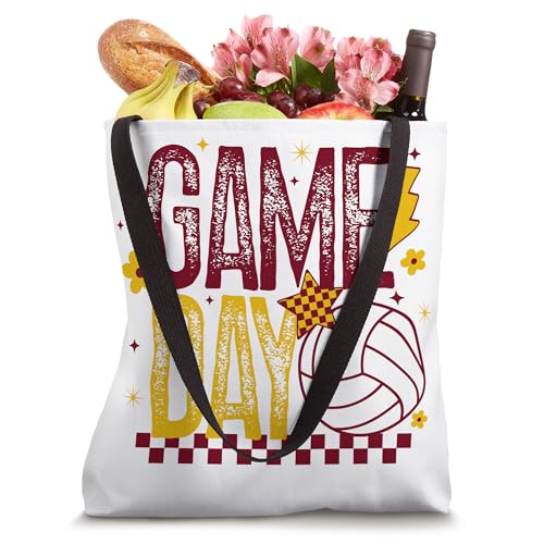 Bolsa Tote Maroon y Oro Volleyball Game Day Retro Girls miniatura 4
