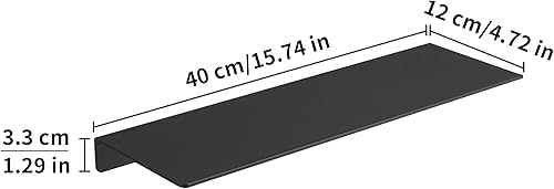 Miniatura 3 de JOOM Estante de pared de metal, estante flotante negro, estante de baño pequeño, estantes de exhibición de 16 pulgadas para almacenamiento en pared