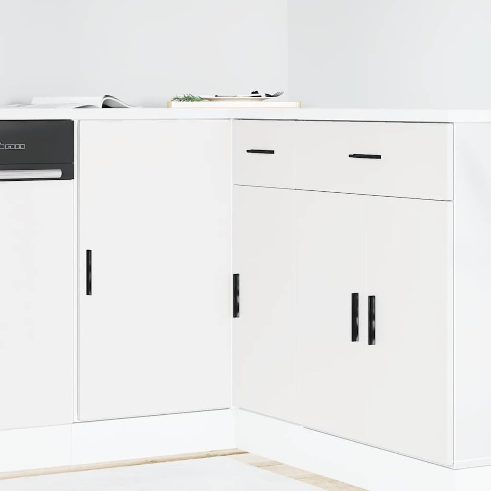 Gecheer Mobile Base Cucina con Ante e Piedini Regolabili, Bianco, 86x46x81,5 cm, Truciolato, per Cucina 854289