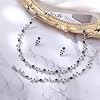 BriLove Wedding Jewelry Set for Women Bride, Gorgeous Stunning Crystal Flower Leaf Cluster Choker Necklace Link Bracelet Stud Earrings Bridal Bridesmaid