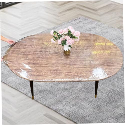 Nappe ajustée ovale transparente pour table de jardin et repas extérieurs
