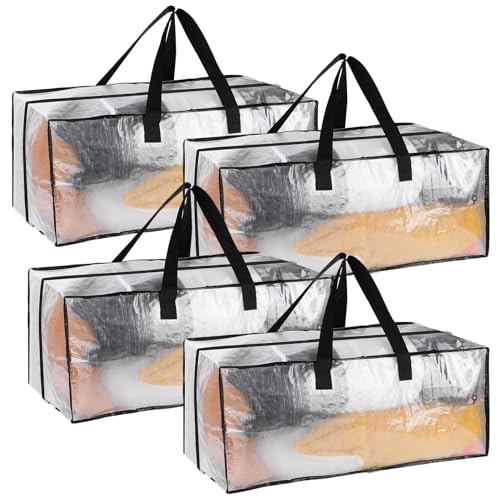 4 Pack 92L Clear Clothes Storage Bags