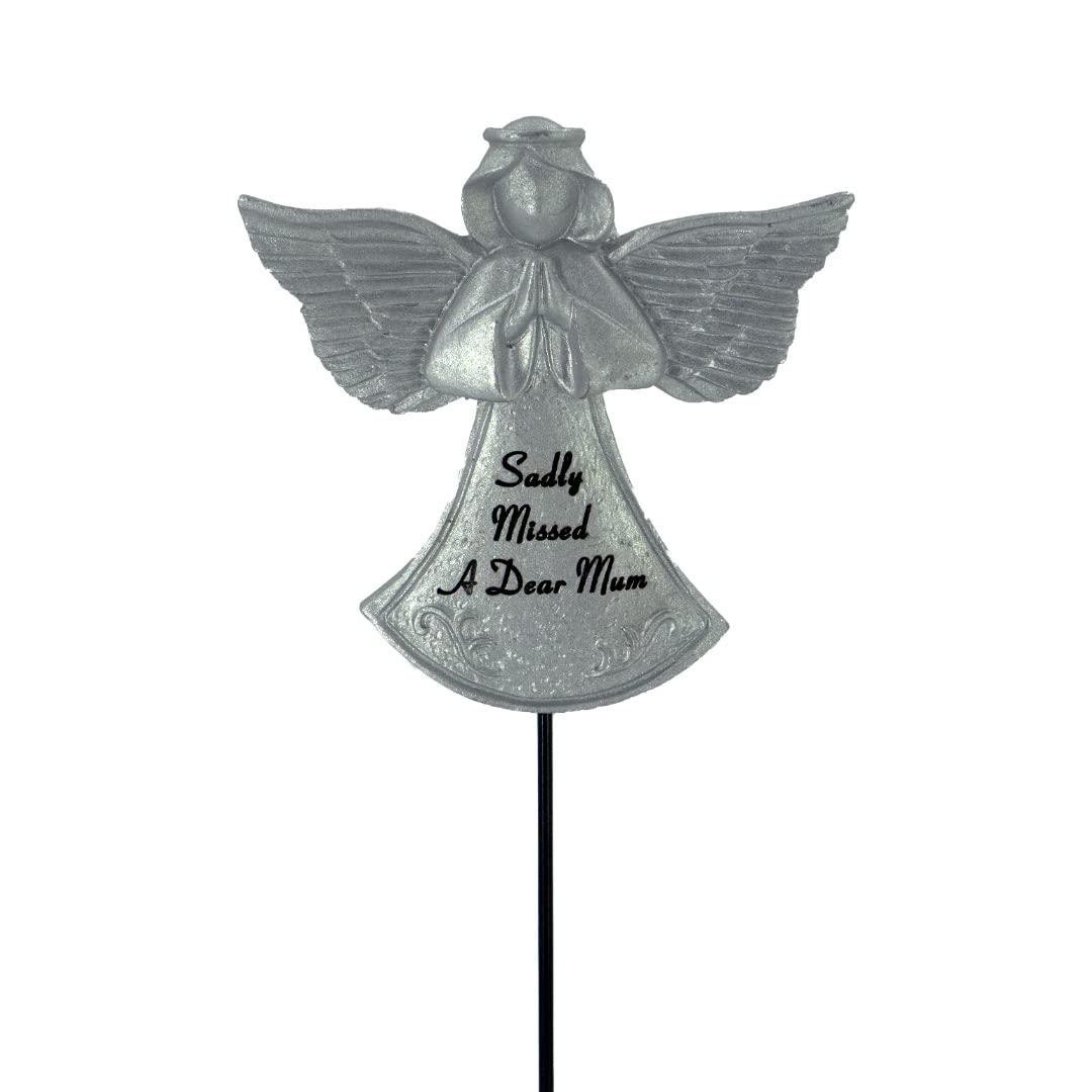 Angraves Multicolor Sadly Missed Mum Silver Guardian Angel Memorial Tribute Stick Graveside Plaque Ornament