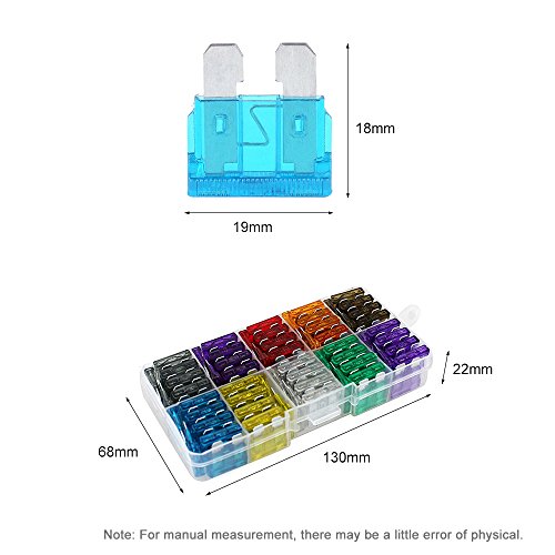 Domary 100pcs Variedade Car lâmina padrão Fusíveis 2A 3A 5A 7.5A 10A 15A 20A 25A 30A 35A para Veícul