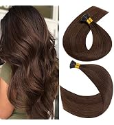 S-noilite Pre Bonded I Tip Hair Extensions Human Hair Brown Cold Fusion Hair Stick Tip Remy Human...