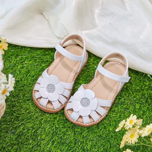 Image of Flaryzone Girls Sandals Closed Toe Summer Flats Dress Sandals Shoes Toddler /Little Kid
