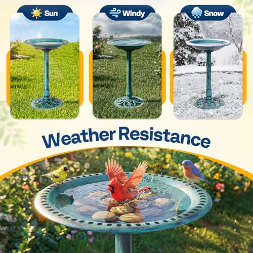 Bain d'oiseaux robuste 71cm : évitez les chutes de vasque grâce à son socle lestable en polyrésine