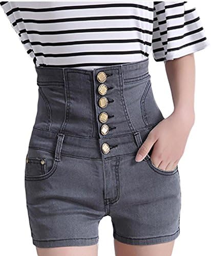 Amazon Bscoolレディース ハイウエスト デニム ショートパンツ スリム ショーパン おしゃれ 短パン ハイウエスト 着痩せ 美脚 半ズボン 韓国ファッション ショートパンツ 通販