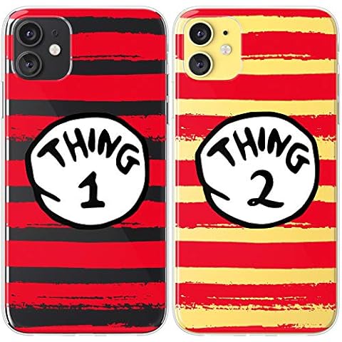 Mertak Matching Cases Compatible with iPhone 15 Pro Max 14 Plus 13 12 Mini 11 SE XS XR 8 7 Cute Two Things Flexible Design Boyfriend BFFs Twins Best Friend Clear Couple Funny Silicone Striped Sisters Cover