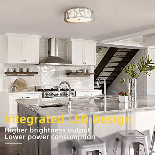 Hopejoy Flush Mount Light Fixture, Led Close To Ceiling Light Fixtures In Brushed Nickel Finish, Metal Frame And Acrylic Shade, 18W 1800Lumens 3000K, C8001/18W-Sn #TOP2