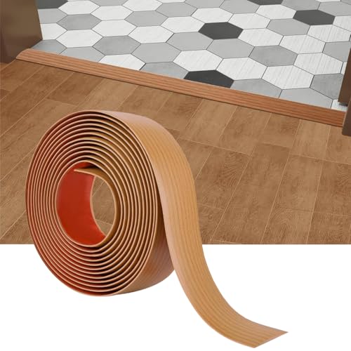 10 Ft Floor Transition Strip,Peel and Stick Floor Divider Strip,Self Adhesive Vinyl Floor Transition Strip,Floor Flat Divider Strip for Joining Floor Gaps,Threshold Cover (Light Brown)