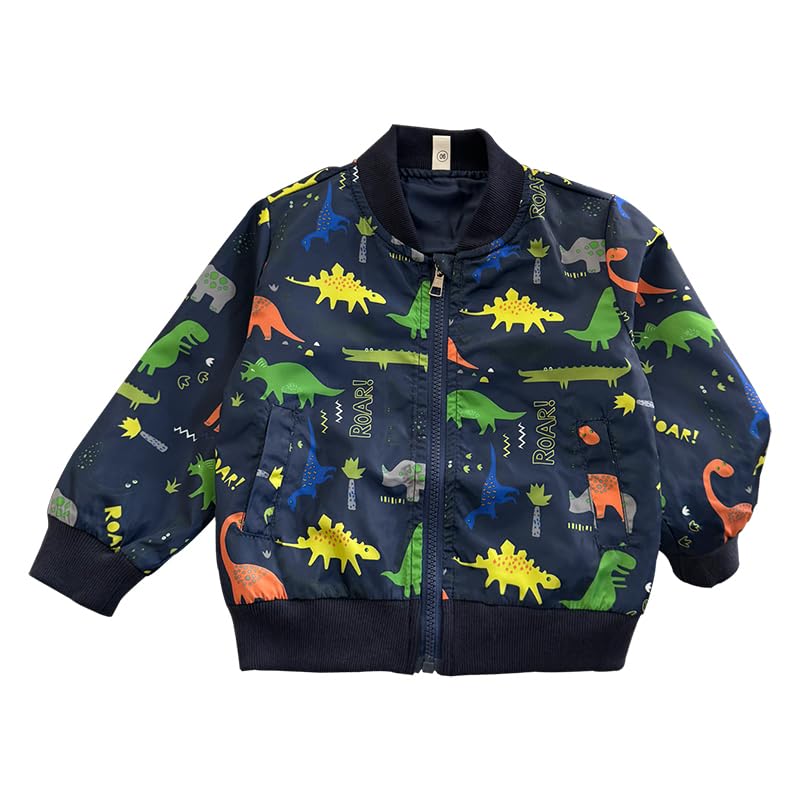 Boys' Spring and Autumn Cartoon Hoodie Jacket, Back to school Little Boys' Dinosaur Jacket size 2-6