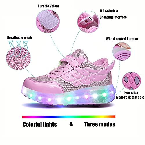 Image of Nsasy Roller Shoes Kids Roller Skates Shoes Girls Boys Wheels Shoes Become Sport Sneaker with Led for Children Gift