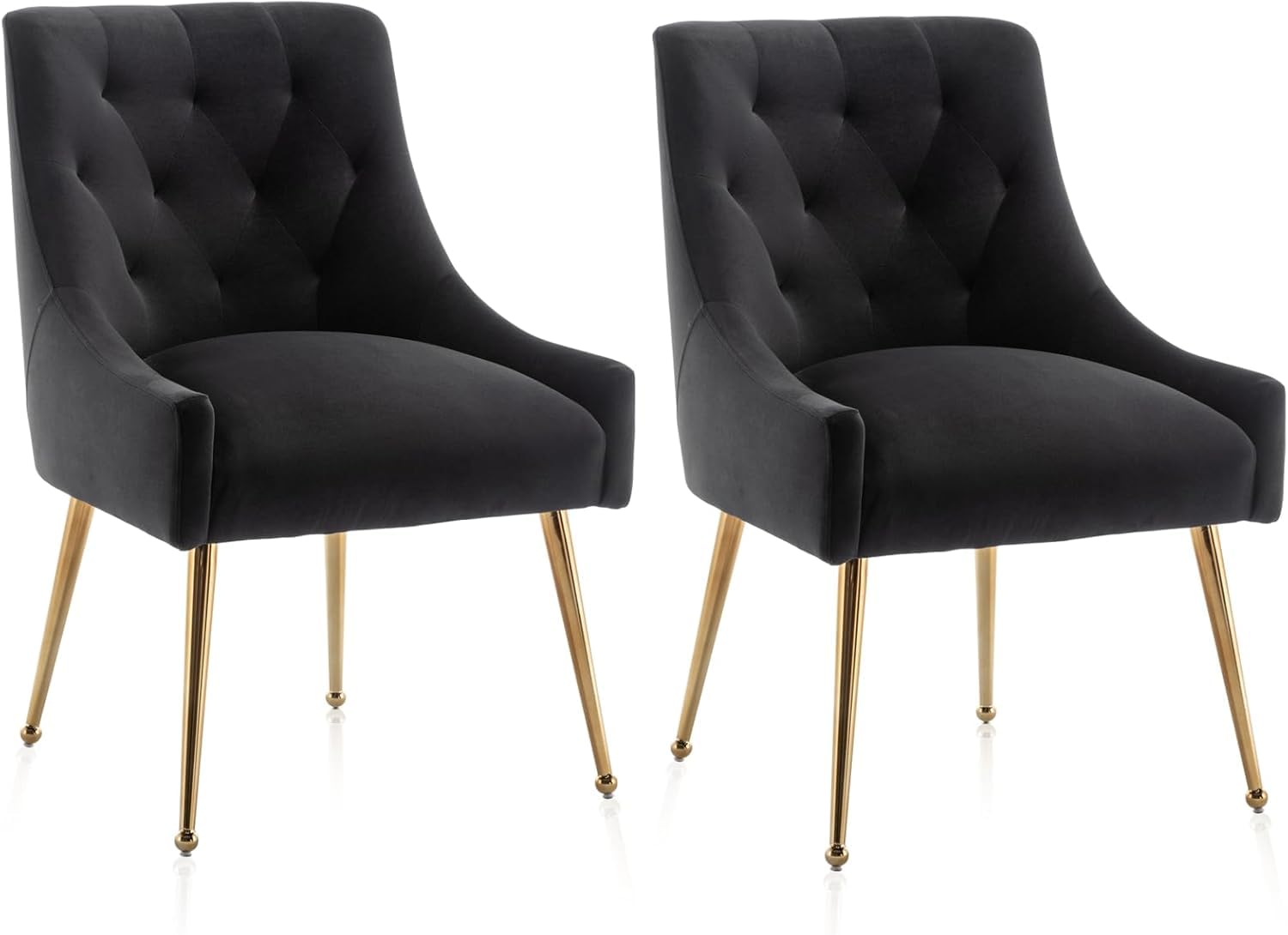 Amazon｜ダイニングチェア ベルベット 2個セット、ゴールド