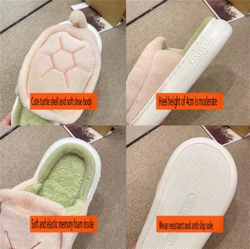 ELONEL Home Indoor and Outdoor Women's Cartoon Turtle Slippers Animal Spring, Autumn, and Winter Warm Cute Soft Plush Cotton Slippers3