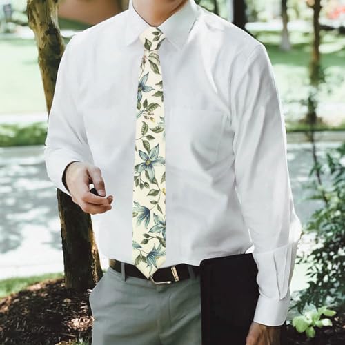 Image of Mantieqingway Men's Cotton Floral Neck Tie 2.56'' Printed Skinny Tie