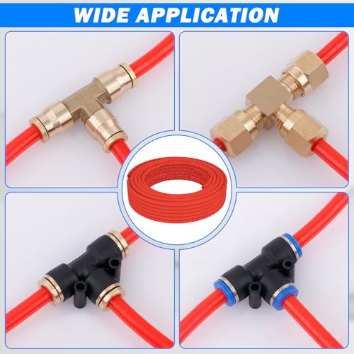 Image of CheeMuii 100 FT 1 /4 inch DOT Air Line Red 1 /4 PA12 Nylon Pneumatic Tubing 30.5 Meter 1 /4 Inch OD Pneumatic Air Tubing Pipe Hose Line for Semi Truck Trailer or Industrial Air System