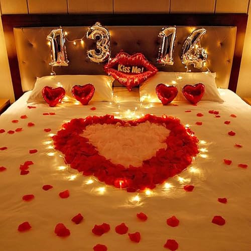 1200 PCS Artificial Silk Rose Petals Decoration for Romantic Night, Wedding, Event, Party, Valentines,Rose Petals for Bedroom,Fake Roses Petal Faux Flowers, Artificial Roses Petals for Marry me