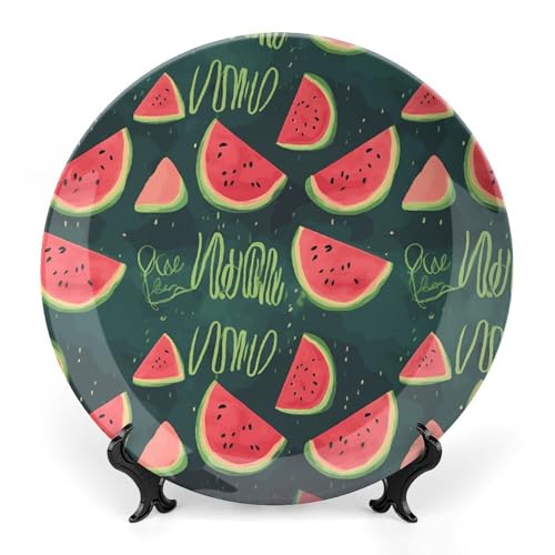 Assiette décorative en céramique imprimée melon avec support pour salon - 2