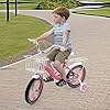 Vélo pour enfant de 3 à 10 ans - Avec panier rose - Siège réglable - Avec frein de serrage avant et frein à main arrière #2