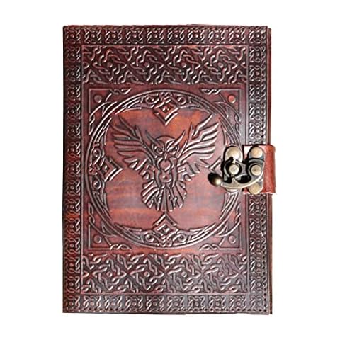 Wise Owl Leather Blank grimoire Leather Journal Book of Shadows Spell Book Leather Diary Journal Notebook Sketchbook for Artists Cover