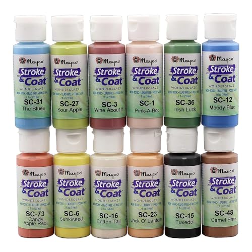Mayco Stroke & Coat Ceramic Glaze Kit #3 Set of 12-2 Fl Oz Bottles