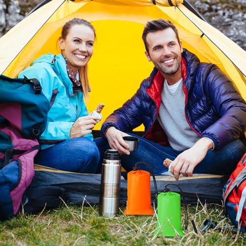 Qunclay 12 Set Emergency Sleeping Bag Survival Bivvy Sack Blanket with Whistles Lightweight Portable Thermal Survival Bag Thick Tent with Hood Extension Nylon Stuff Sack (Orange, Green,82.7 x 35.4 in) - image 6