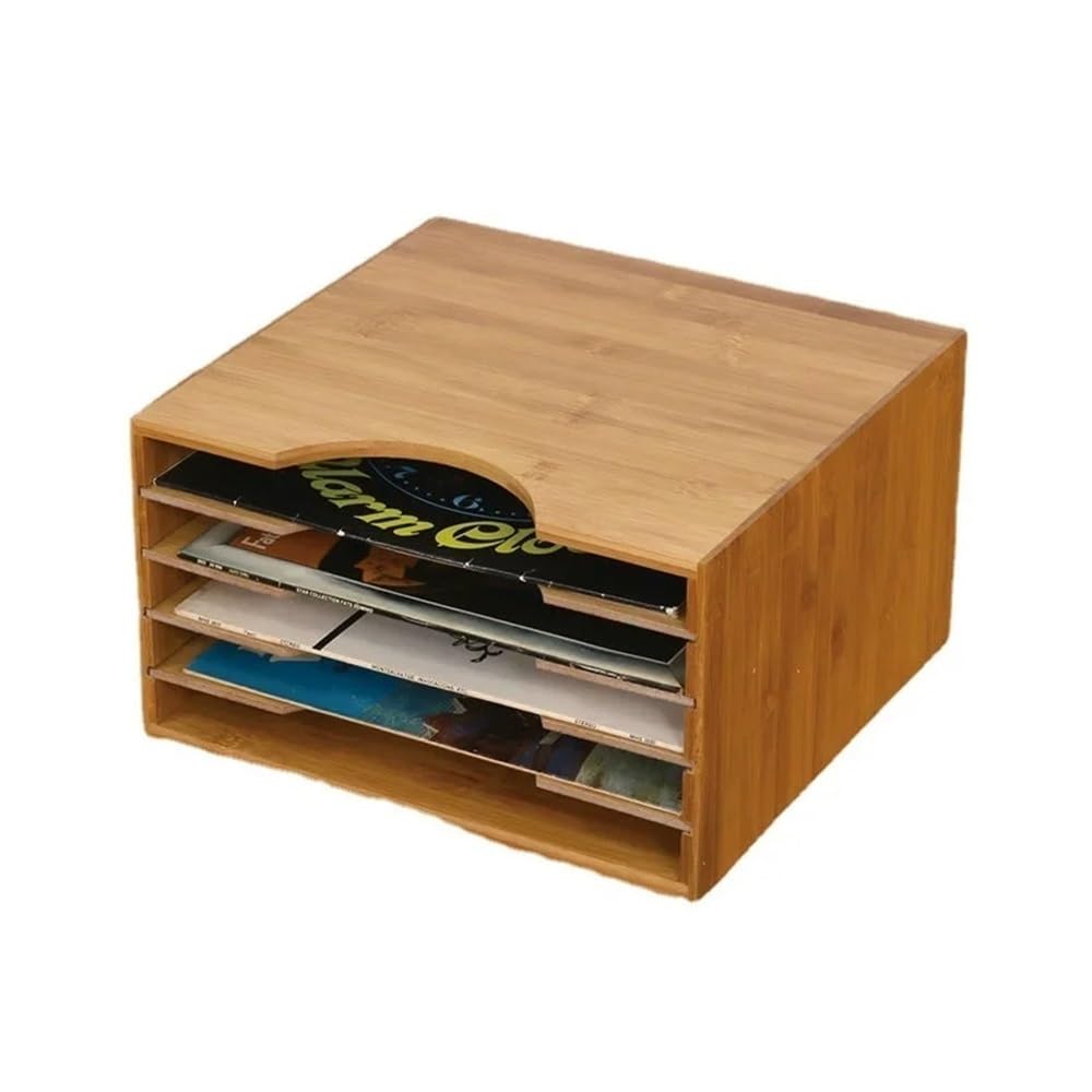 RYUQW3RE Cd Storage Rack CD Organizer Nostalgic Cassette Collection Box Record Rack Wooden Old Document Storage Desktop