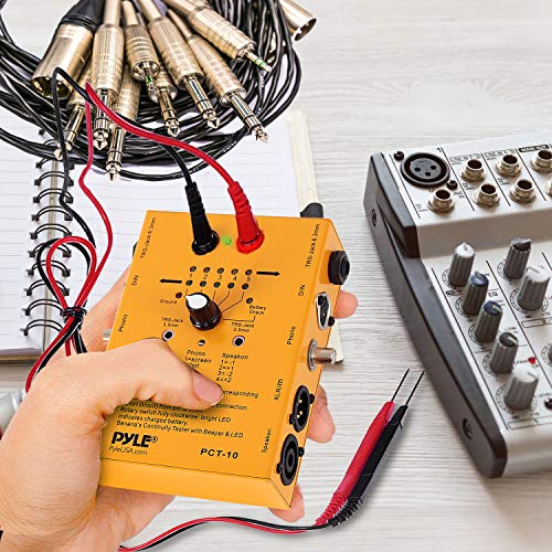 8 Plug Audio Cable Tester - 8 In 1 Pro Audio Cable Tester Music Instrument/Studio Equipment Cable Connector Continuity Checker/Line Finder/Wire Tracker W/6 Way Switch, Led Light - Pyle Pro PCT10 - Thumbnail 2