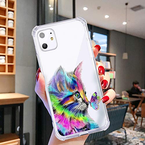 Maycari For Iphone 11 Case Cat And Butterfly, Cute Animal Pattern Design Clear Tpu Phone Cases Soft Flexiable Slim Protective Cases, Anti-Scratch Shock Absorbing #TOP5