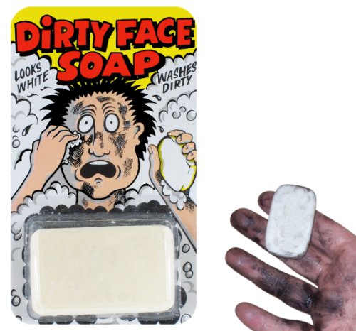 Savon salissant - Savon blanc qui lave noir - Dirty face soap - Farce et attrape