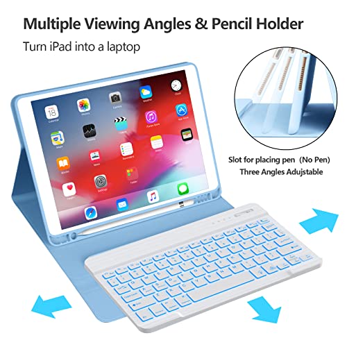 Ipad Keyboard Case 10.2 Inch 9Th Gen And Ipad 8Th Generation 2020 / Ipad 7Th Gen 2019, Ipad 9Th Generation Keyboard Detachable Wireless Keyboard With Pencil Holder,Ipad Keyboard Cover 9Th Gen(Blue) #TOP2