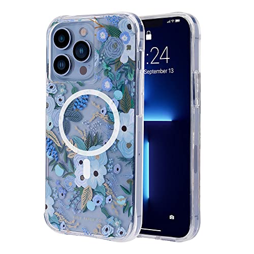 Image of Rifle Paper Co. iPhone 13 Pro Max Case for Women - Garden Party Blue [10ft Drop Protection] [Wireless Charging] Floral Print Phone Case for iPhone 13 Pro Max, Lightweight Anti Scratch Shock Absorbing