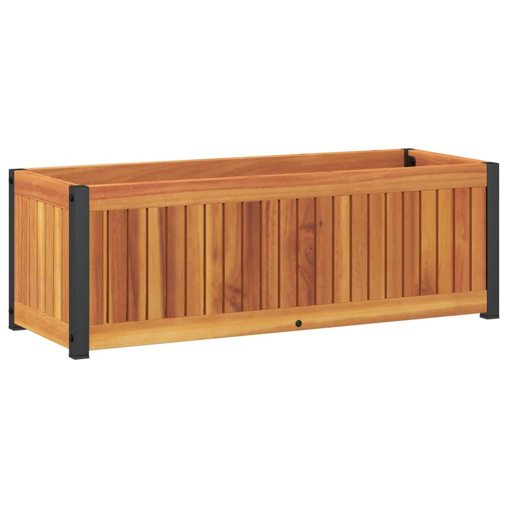 vidaXL Jardinière 80x30x27,5 cm Bois Massif d'acacia et Acier, jardinière d'extérieur, bac à Fleurs, bac à Pommes de Terre, jardinière de terrasse